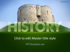 Free Education PowerPoint Template with Castle and Education Text