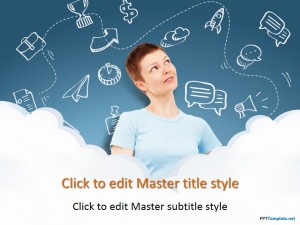 Free Hand Drawn Girl Cloud Computing PPT Template